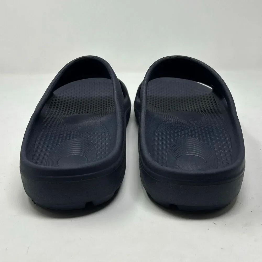 Spenco Revitalign Mens Fusion Slides Sz 9 Blue Recovery Molded Footbed Orthotic